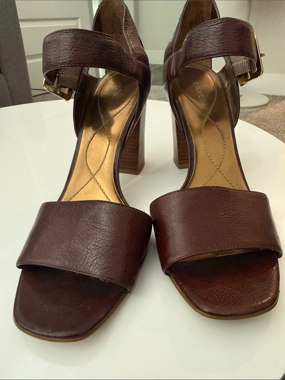 Enzo Angiolini Dark Brown Block Heel Sandals